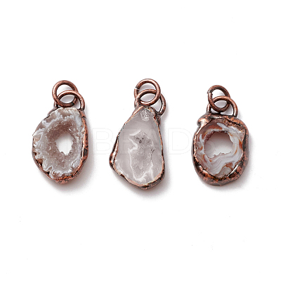 Natural Druzy Agate Pendants G-M383-20R-1