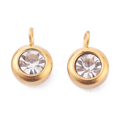 304 Stainless Steel Rhinestone Charms STAS-Z009-04-04G-1