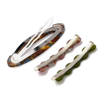 3Pcs Alloy Resin Alligator Hair Clips OHAR-B007-07-1