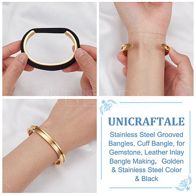 1PC 304 Stainless Steel Grooved Bangles FIND-UN0002-11-1