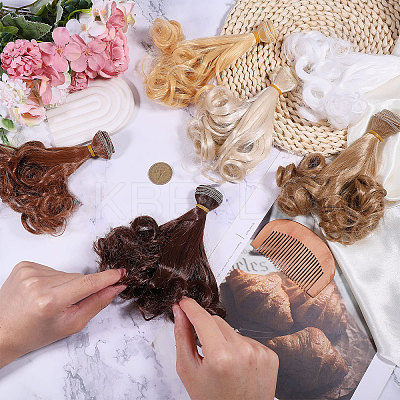 6Pcs 6 Styles High Temperature Fiber Long Pear Perm Hairstyle Doll Wig Hair DIY-GL0005-63A-1