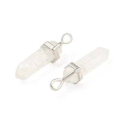2Pcs Natural Quartz Crystal Double Terminated Pointed Pendants G-YW0002-05F-1