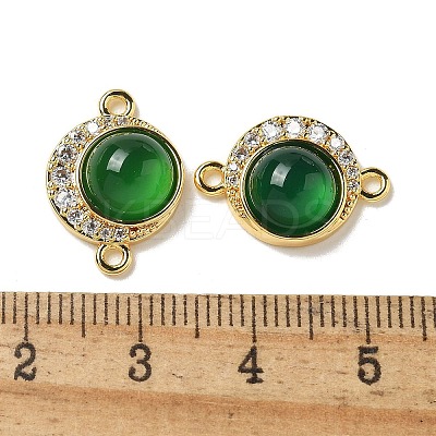Brass Micro Pave Clear Cubic Zirconia Connector Charms KK-R210-30G-01-1