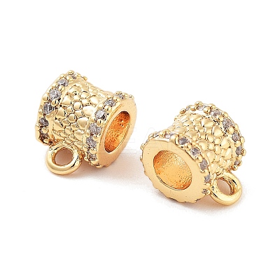 Brass Micro Pave Clear Cubic Zirconia Tube Bails KK-S394-06A-1