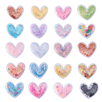 50pcs Heart PVC & Plastic Sequin Shaker Cabochons KY-CJ0001-45-1