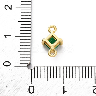 Brass Cubic Zirconia Rhombus Connector Charms KK-F894-12G-02-1