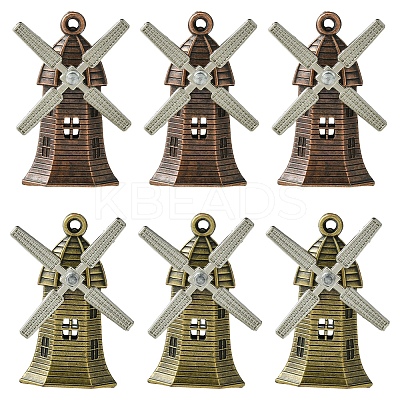 6Pcs 2 Colors Tibetan Style Alloy Pendants FIND-FS0002-56-1