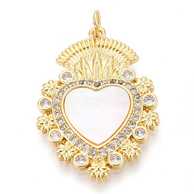 Brass Micro Pave Clear Cubic Zirconia Pendants KK-N268-44G-1