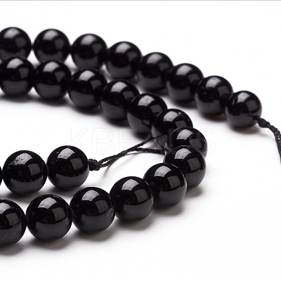 Natural Black Tourmaline Beads Strands X-G-L554-02-8mm-1