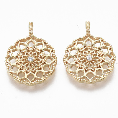Brass Micro Pave Cubic Zirconia Pendants KK-R130-029-NF-1