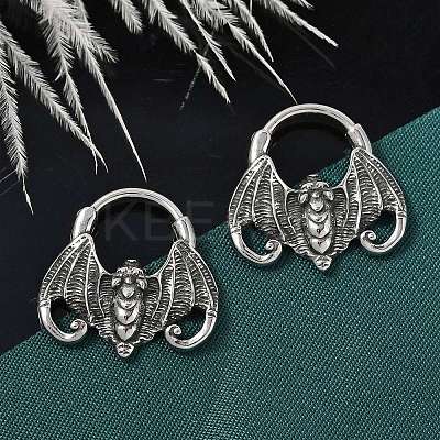 Bat 316 Surgical Stainless Steel Hoop Earrings X-EJEW-G416-31AS-1
