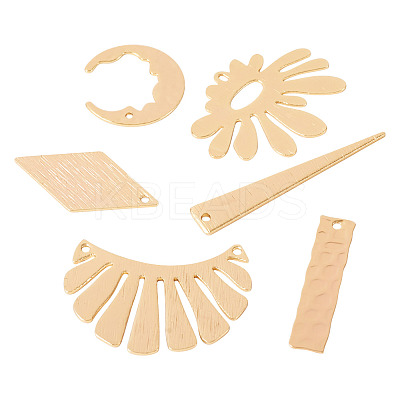 12Pcs 6 Styles Rack Plating Brass Pendants KK-TA0001-56-1