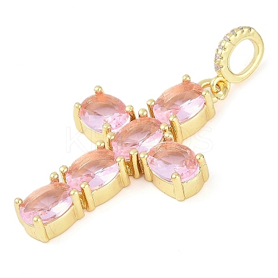 Rack Plating Brass Cubic Zirconia European Dangle Charms KK-P287-47G-02-1