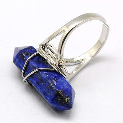 Personalized Unisex Natural Gemstone Bullet Rings RJEW-M004-01F-1
