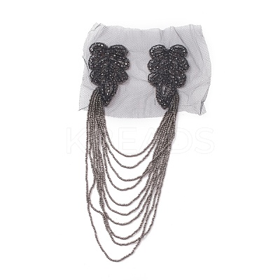 Glass Beaded Hamdmade Fashion Tassel Epaulette AJEW-WH0235-50-1