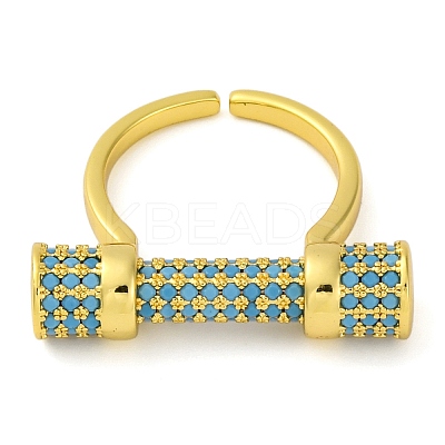 Rack Plating Brass Micro Pave Cubic Zirconia Cuff Rings for Women KK-M021-02G-02-1