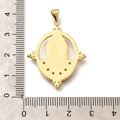 Religion Themed Rack Plating Brass Micro Pave Cubic Zirconia Pendants KK-L226-007G-13-1