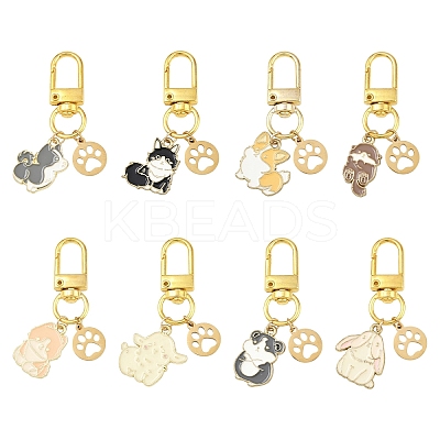 8Pcs Dog & Paw Print Alloy Enamel Pendant Decorations HJEW-YW00215-1