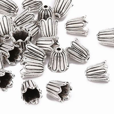 Cadmium Free & Lead Free Antique Silver Tibetan Style Flower Bead Caps X-TIBEB-00864-AS-R-1