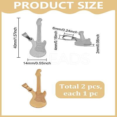 2Pcs 2 Colors Ion Plating(IP) 304 Stainless Steel Pendants STAS-LP0003-75-1