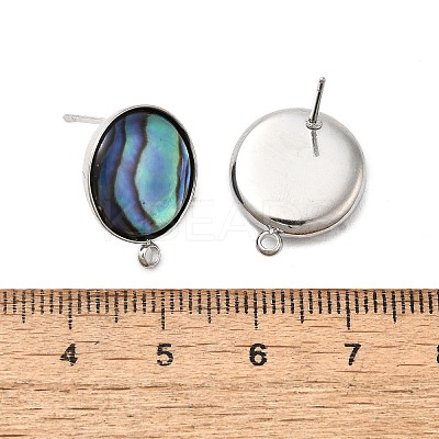 304 Stainless Steel Pave Natural Paua Shell Stud Earring Findings STAS-Z125-10P-1
