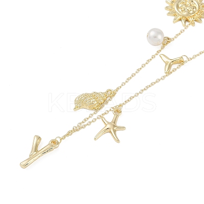 Bohemian Summer Beach Style 18K Gold Plated Shell Shape Initial Pendant Necklaces IL8059-25-1