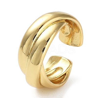Rack Plating Brass Criss Cross Open Cuff Rings for Women RJEW-Q777-04G-1