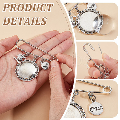 6Pcs Stainless Steel Brooch Findings JEWB-NB00001-1