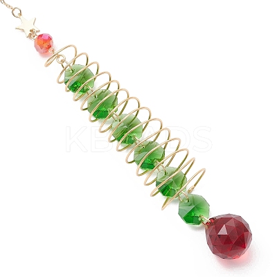 Glass Christmas Tree Hanging Suncatchers HJEW-JM04571-1