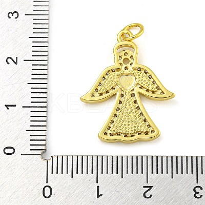 Brass Enamel Pendants with Jump Rings and Cubic Zirconia KK-D534-07G-1
