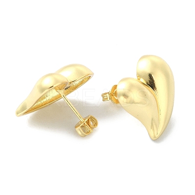 Rack Plating Brass Heart Stud Earrings for Valentine's Day EJEW-Q780-06G-1