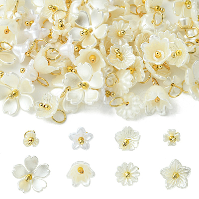 80Pcs 8 Styles ABS Plastic Imitation Pearl Pendants KY-CJ0001-95-1