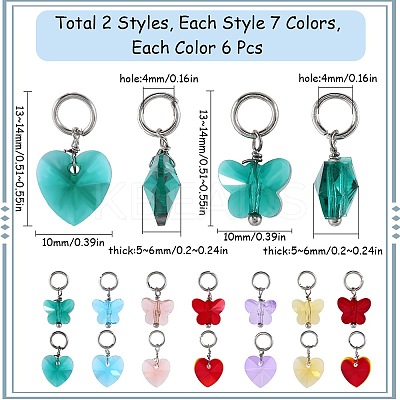 84pcs 14 style Faceted Transparent Glass Charms GLAA-SC0002-05-1