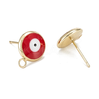 Eco-Friendly Brass Enamel Stud Earring Findings KK-H761-02G-1
