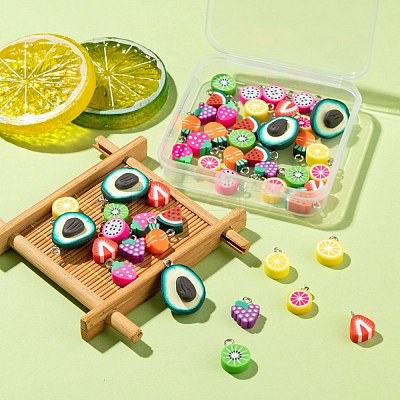 50Pcs 10 Style Handmade Polymer Clay Pendants CLAY-ZZ0001-002-1