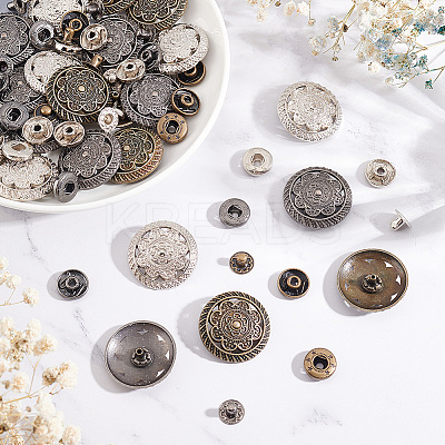 24 Sets 3 Colors Alloy Snap Buttons BUTT-OC0001-39-1