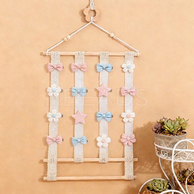 2 Bags 2 Styles Star Flower Wooden Wall-Mounted Hair Clip Display Organizer Racks ODIS-GA0001-93-1