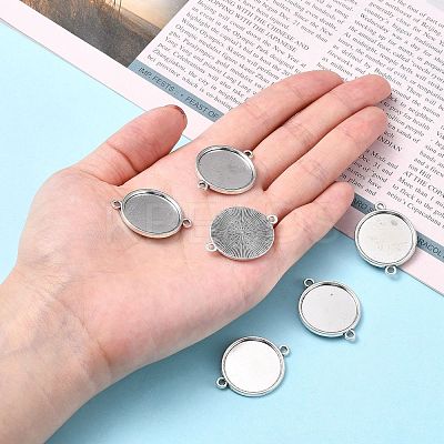 Tibetan Style Alloy Cabochon Connector Settings X-TIBE-M022-11AS-1