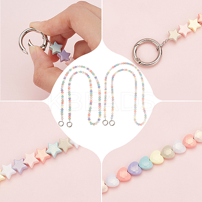 2Pcs 2 Styles Rainbow Macaron Color Resin Beaded Bag Straps DIY-WR0002-64-1