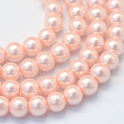 Baking Paint Pearlized Glass Pearl Round Bead Strands HY-Q003-10mm-05-1