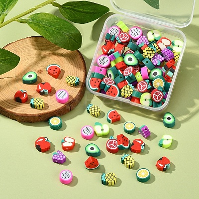 100Pcs 10 Style Handmade Polymer Clay Beads Set CLAY-YW0001-55-1