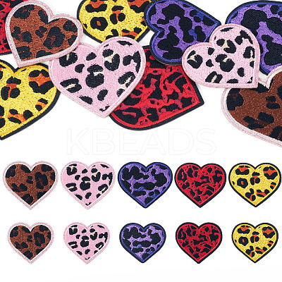 10Pcs 10 Styles Polyester Leopard Print Embroidery Cloth Iron on/Sew on Patches PATC-TA0001-59-1