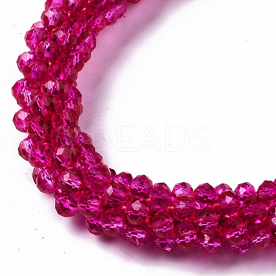 Faceted Transparent Glass Beads Stretch Bracelets BJEW-S144-002F-03-1