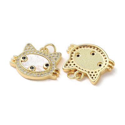 Brass Micro Pave Clear Cubic Zirconia Pendants KK-B083-34B-G-1