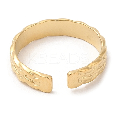 304 Stainless Steel Textured Open Cuff Ring RJEW-K248-08G-1