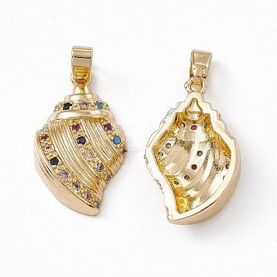 Brass Micro Pave Cubic Zirconia Pendants KK-E068-VC051-1