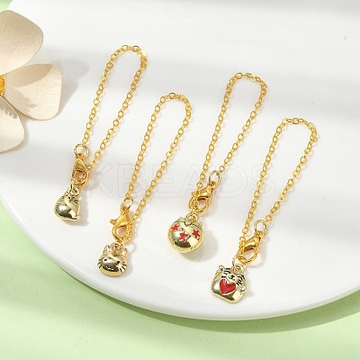 4Pcs Cat Shape Alloy Enamel Cup Pendant Decorations HJEW-JM01558-1
