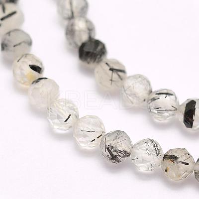 Natural Black Rutilated Quartz Beads Strands G-F509-34-3mm-1
