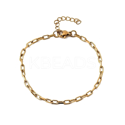 304 Stainless Steel Paperclip Chain Bracelets for Women Men BJEW-A050-03G-1