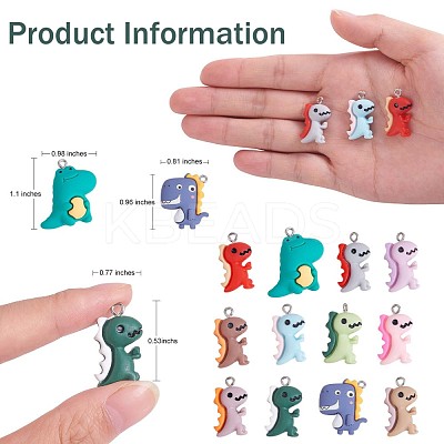 24 Pieces Dinosaur Charms Pendants Animal Shape Resin Charm Colorful Dinosaur Pendant for Jewelry Necklace Bracelet Earring Making Crafts JX318A-1